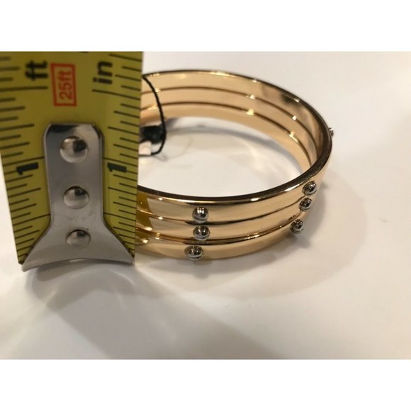 NWT WHITE HOUSE BLACK MARKET Screw Accent Bangle Bracelets - Set of 3 - Gold - Picture 5 of 5